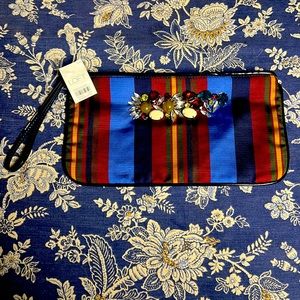Ann Taylor LOFT large Wristlet  NewJeweled Striped